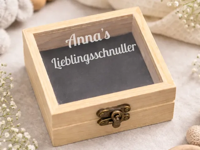 Personalisierte Holz-Erinnerungsbox mit Glasdeckel