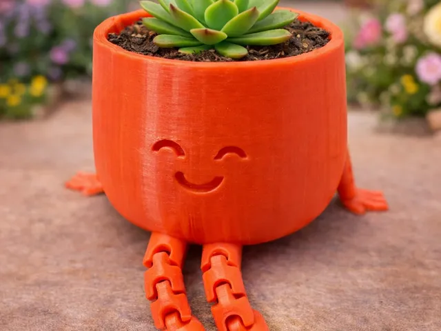 Blumentopf mit baumelnden Beinen 