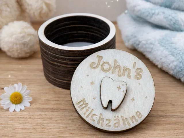 Gelasertes Erinnerungsdöschen für Milchzähne – personalisierbar